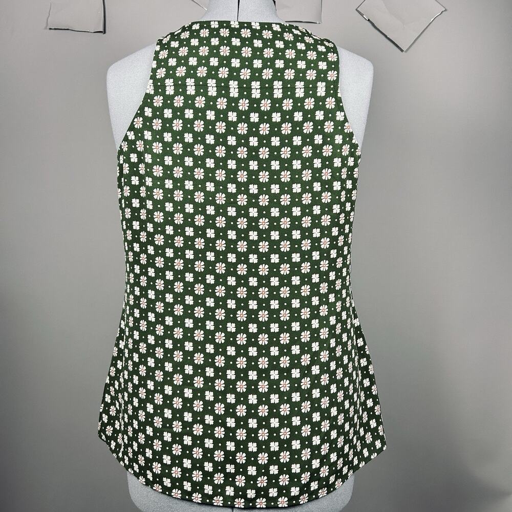 Cabi Green Floral Daisy Print Blouse Size M Sleeveless Boho Hippie Cottagecore - Picture 4 of 12